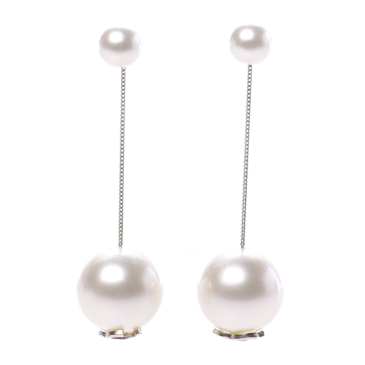 Chanel Pearl CC Chain Drop Earrings Gold 1 of 4