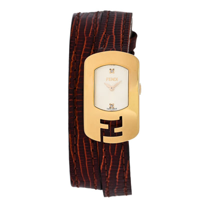 Fendi Stainless Steel Calfskin Diamond 18mm Chameleon Quartz Watch Brown 1 of 4