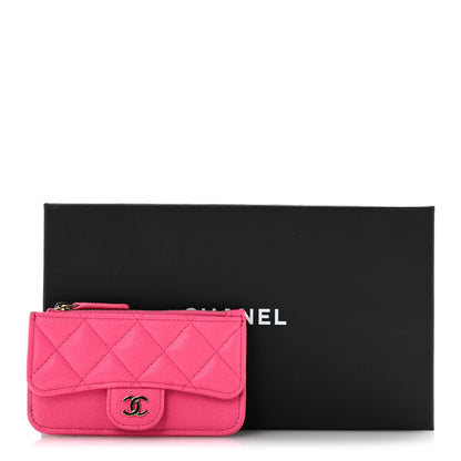 Chanel Caviar Quilted Flap Zip Card Holder Dark Pink 10 of 10