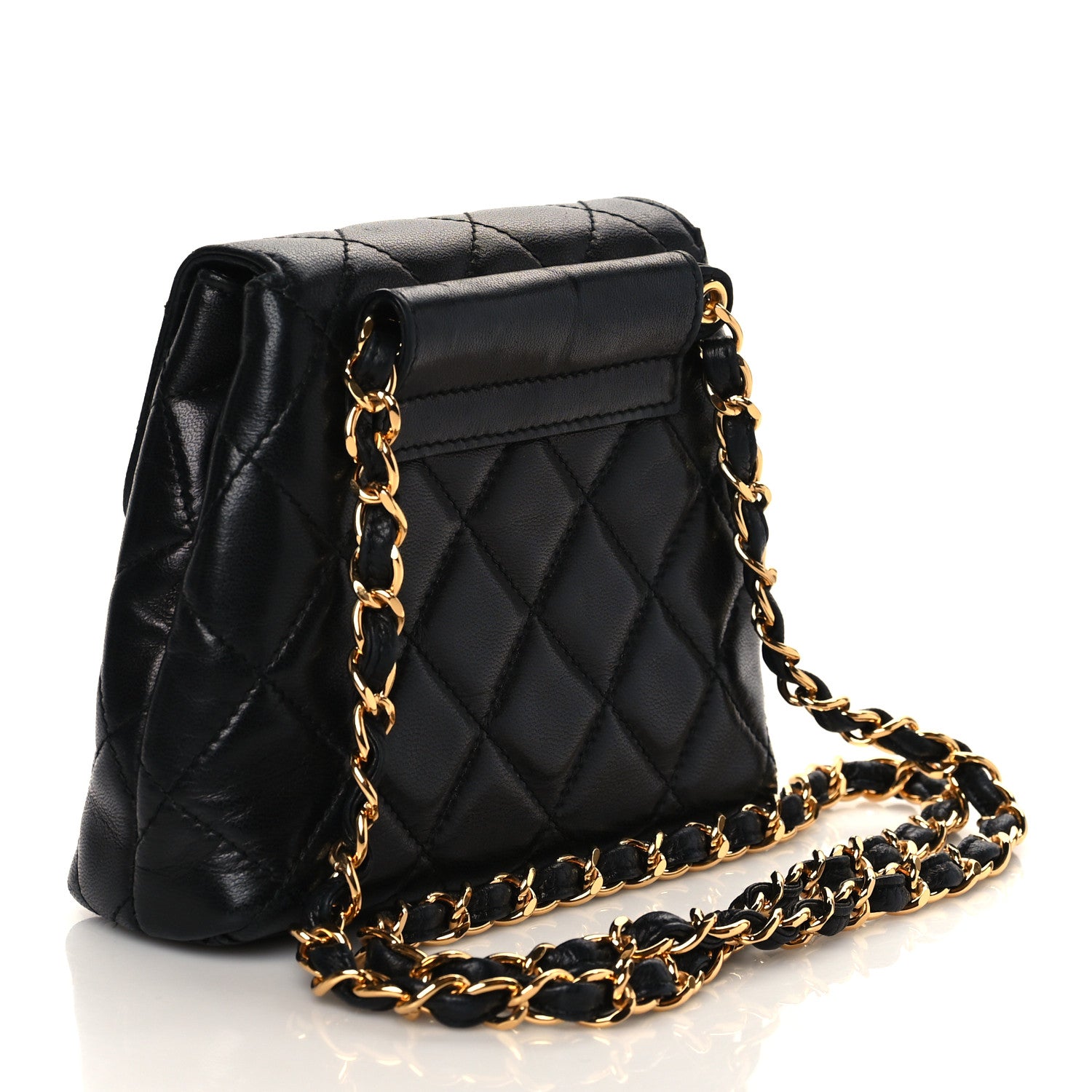 Chanel Lambskin Quilted Flap Waist Belt Bag Black 2 of 8