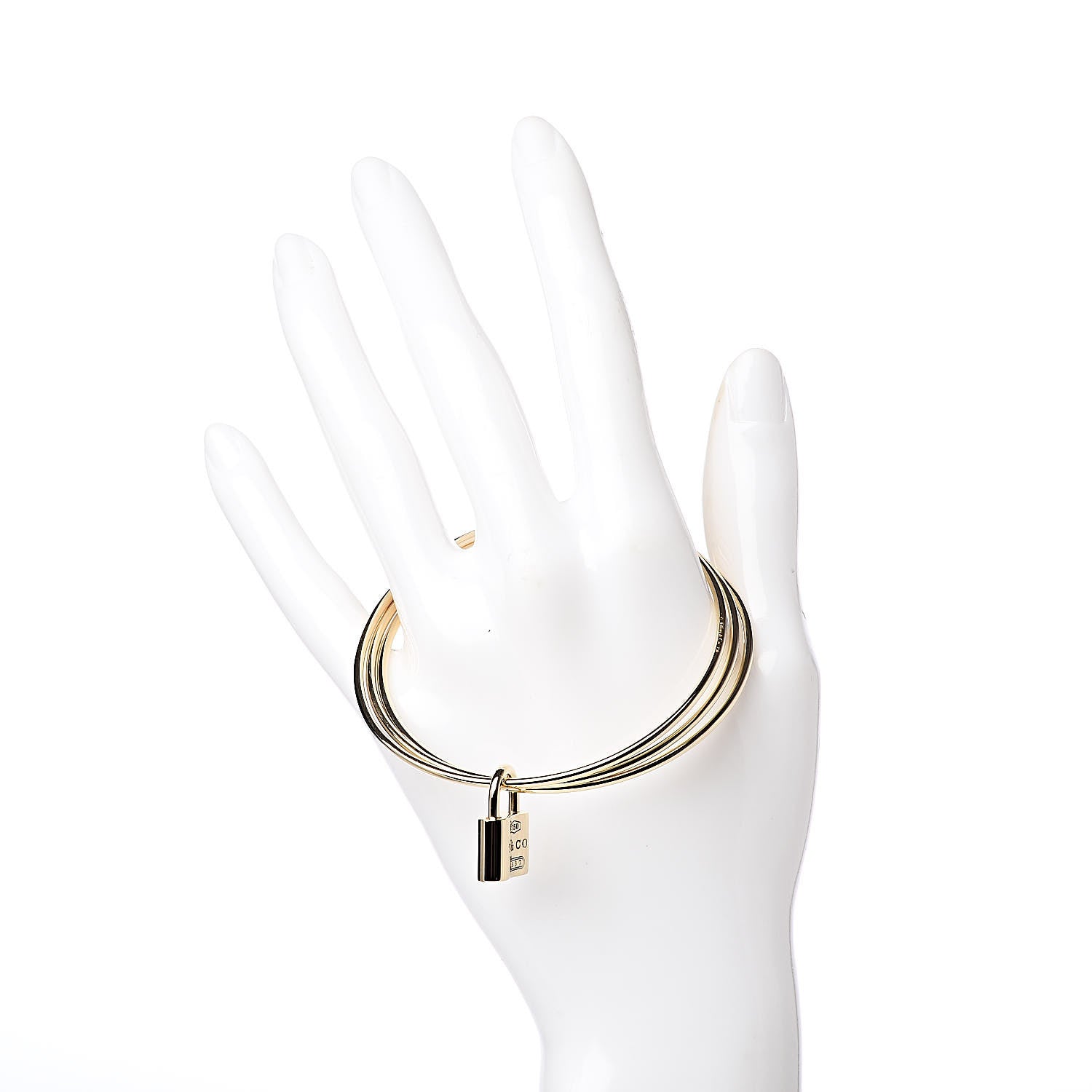 Tiffany 18K Yellow Gold 1837 Triple Bangle Lock Bracelet 2 of 6