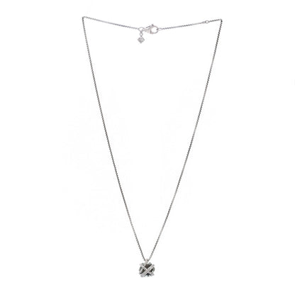 David Yurman Sterling Silver Diamond Prasiolite 10mm Petite Cable Wrap Pendant Necklace 3 of 5