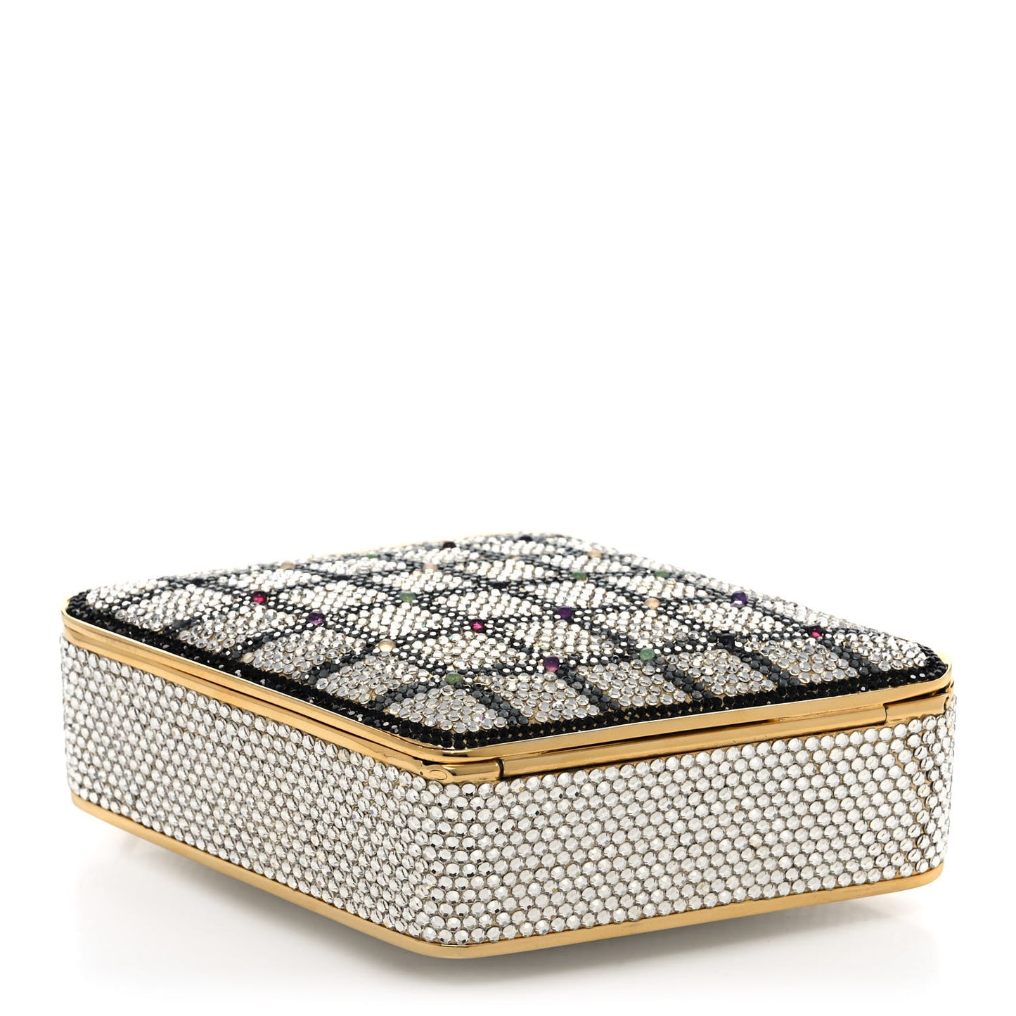 Crystal Minaudiere Clutch Gold Multicolor