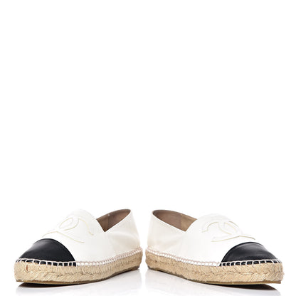 Chanel Lambskin CC Espadrilles 38 White Black 6 of 15