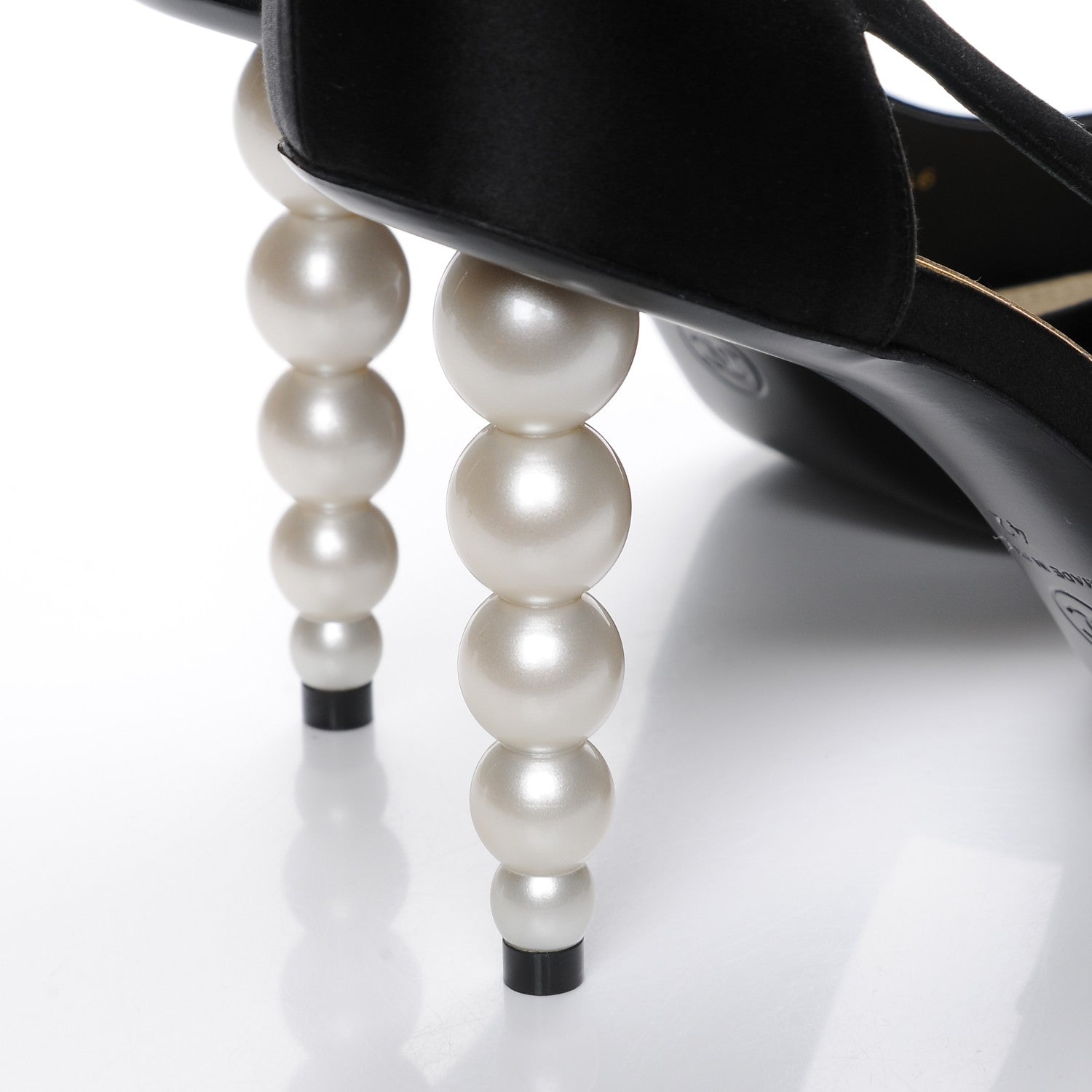 Chanel Satin Grosgrain Cap Toe Pearl Pumps 42 Black 5 of 10