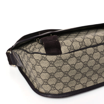 Gucci GG Plus Monogram Medium Double Buckle Flap Messenger Bag Beige Dark Brown 8 of 11