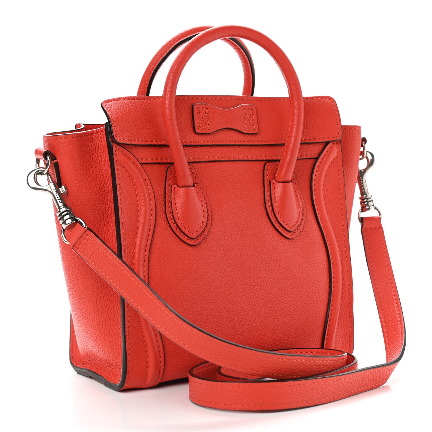 Drummed Calfskin Nano Luggage Vermillion
