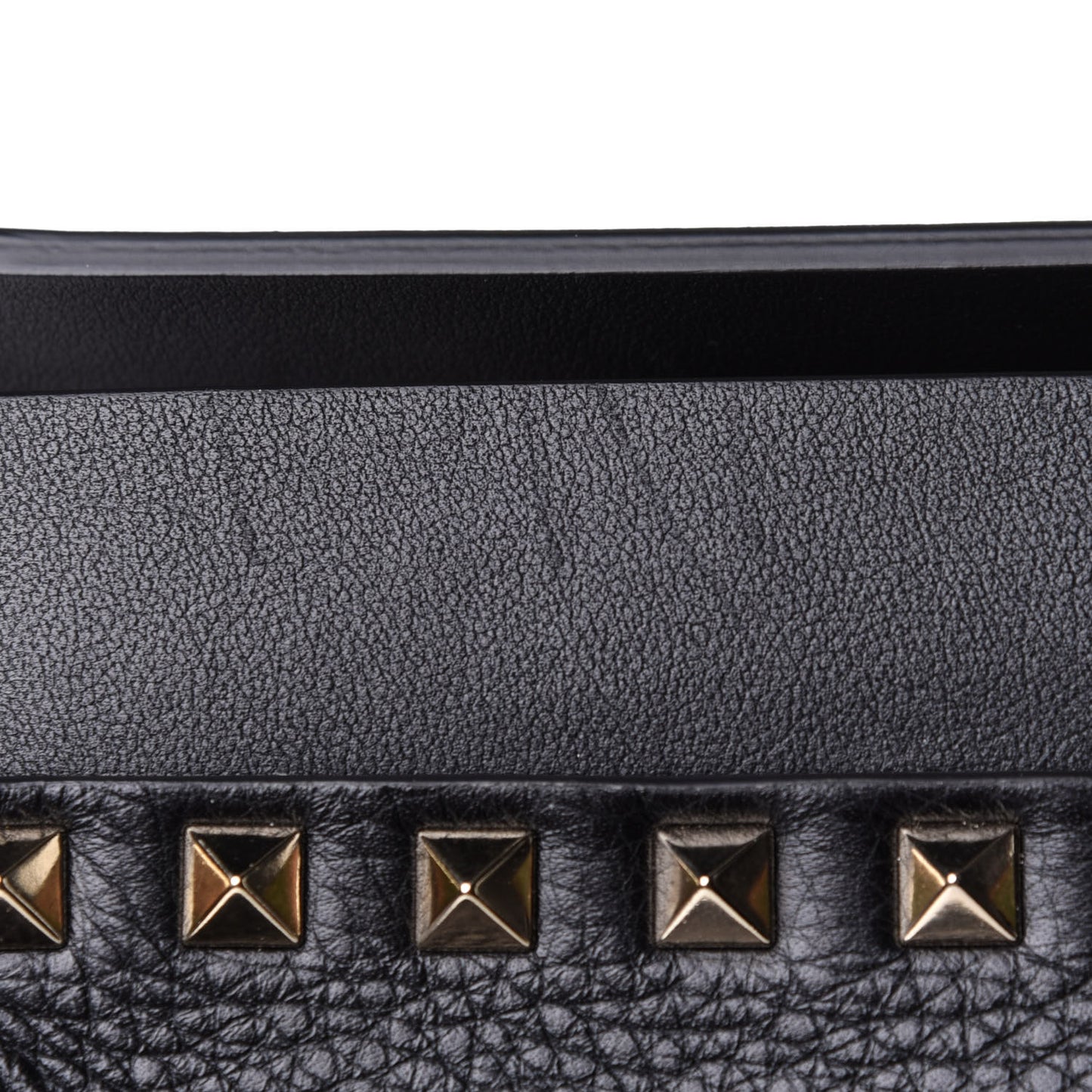Grained Calfskin Rockstud Flip Lock Briefcase Tote Black
