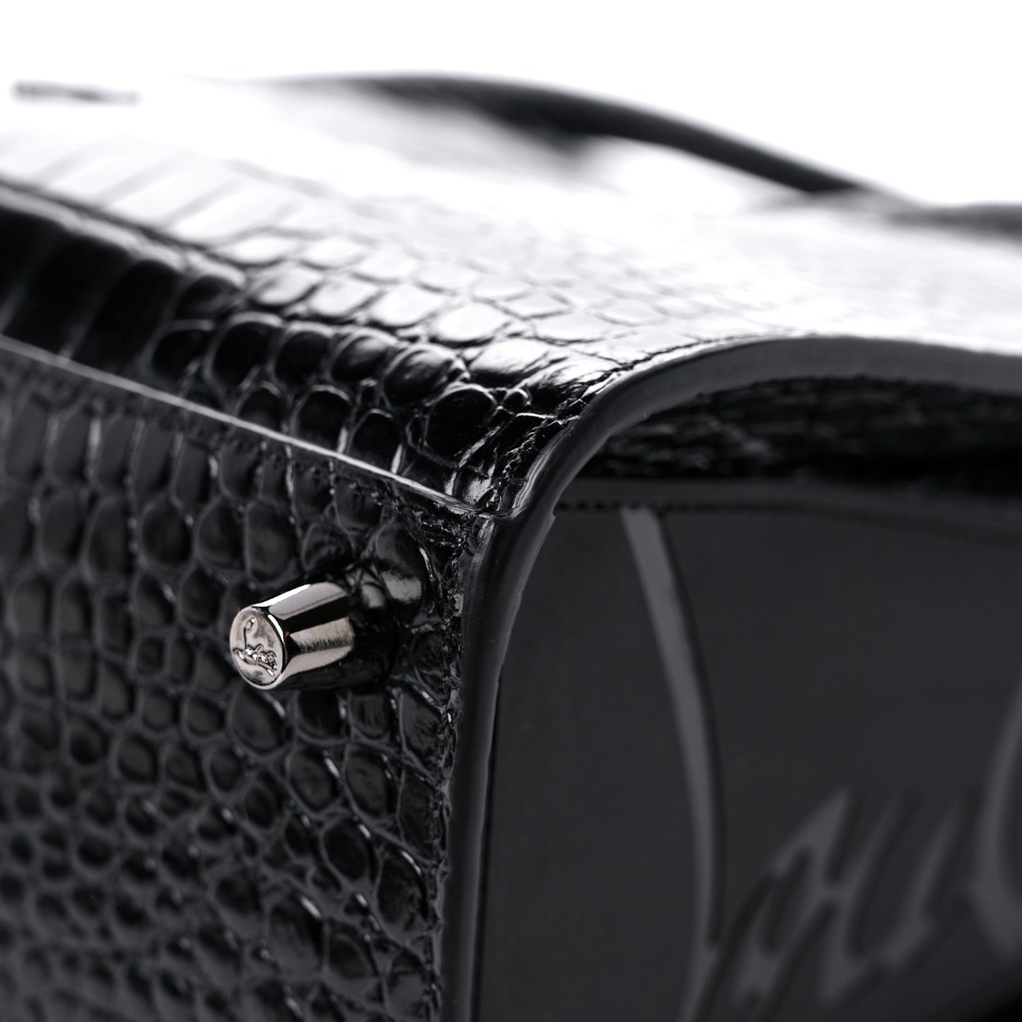 Calfskin Alligator Embossed Studded Medium Paloma Black