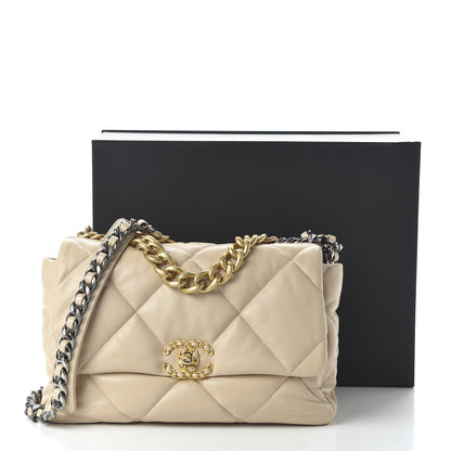 Chanel Lambskin Quilted Large 19 Flap Beige 11 of 11