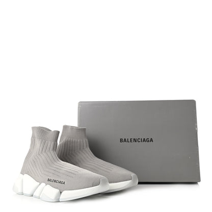 Balenciaga Ribbed Knit Womens Speed 2.0 Transparent Sole Sneakers 38 Baltic Grey White 9 of 9