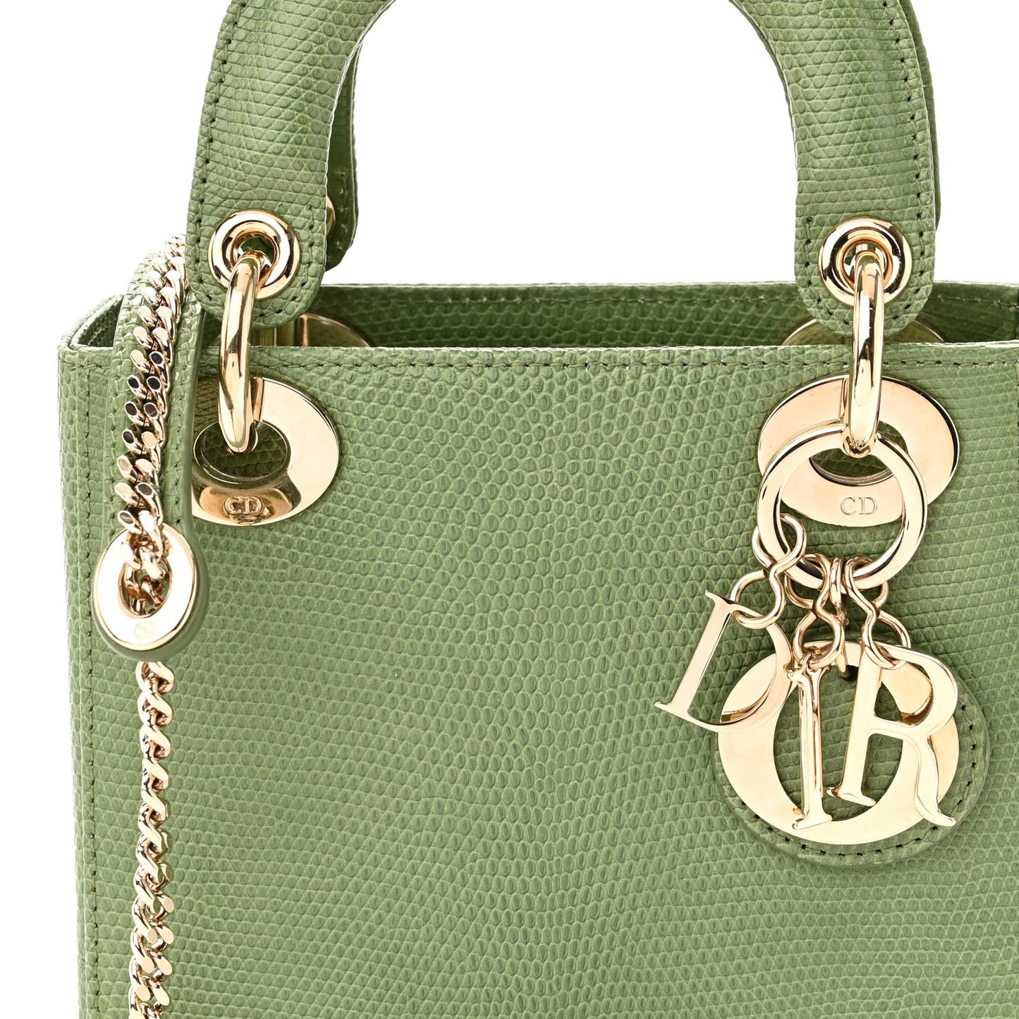 Lizard Mini Lady Dior Vert Saule