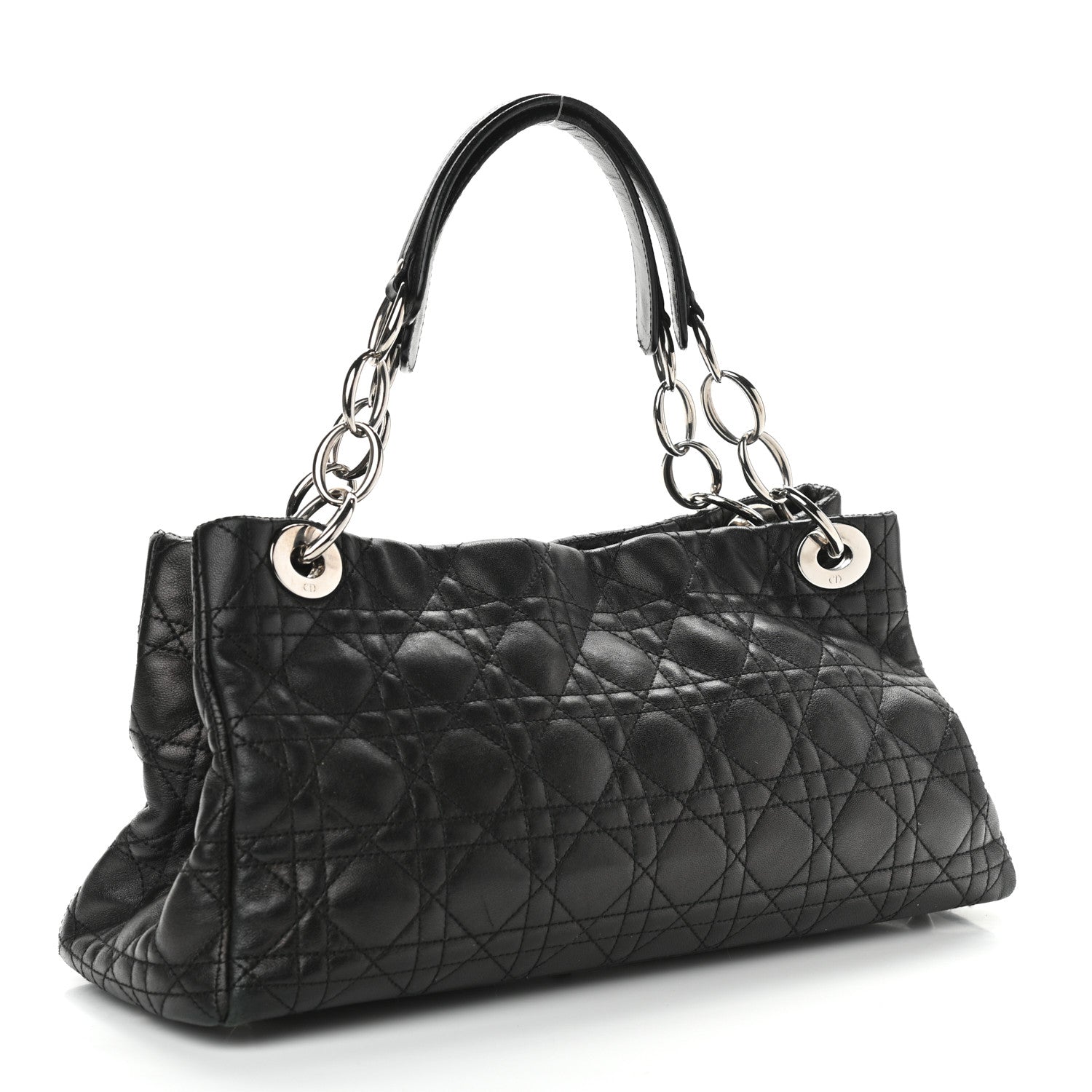 Christian Dior Lambskin Cannage Soft East West Tote Black 3 of 10