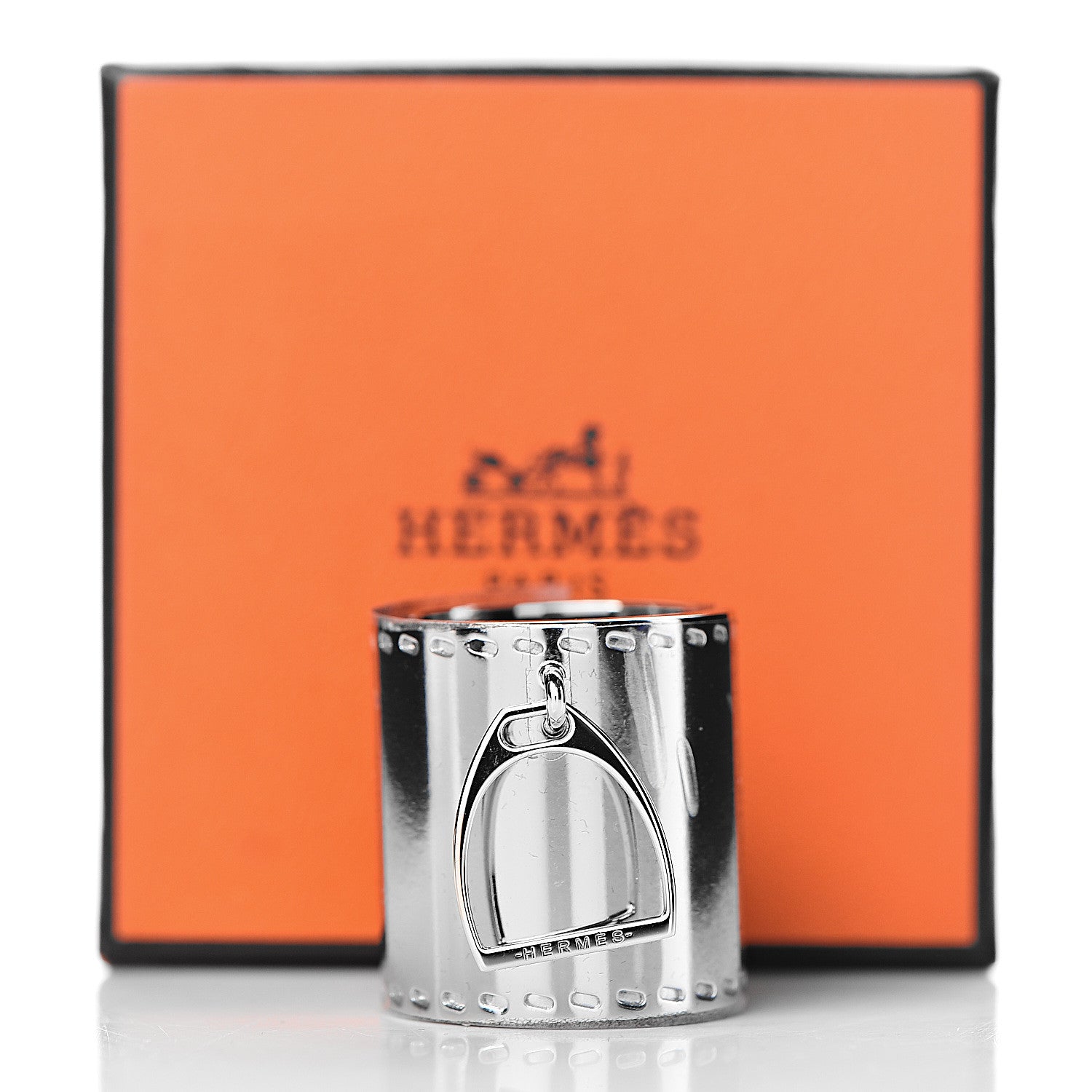 Hermes Palladium Etrier Charm Scarf Ring 5 of 5