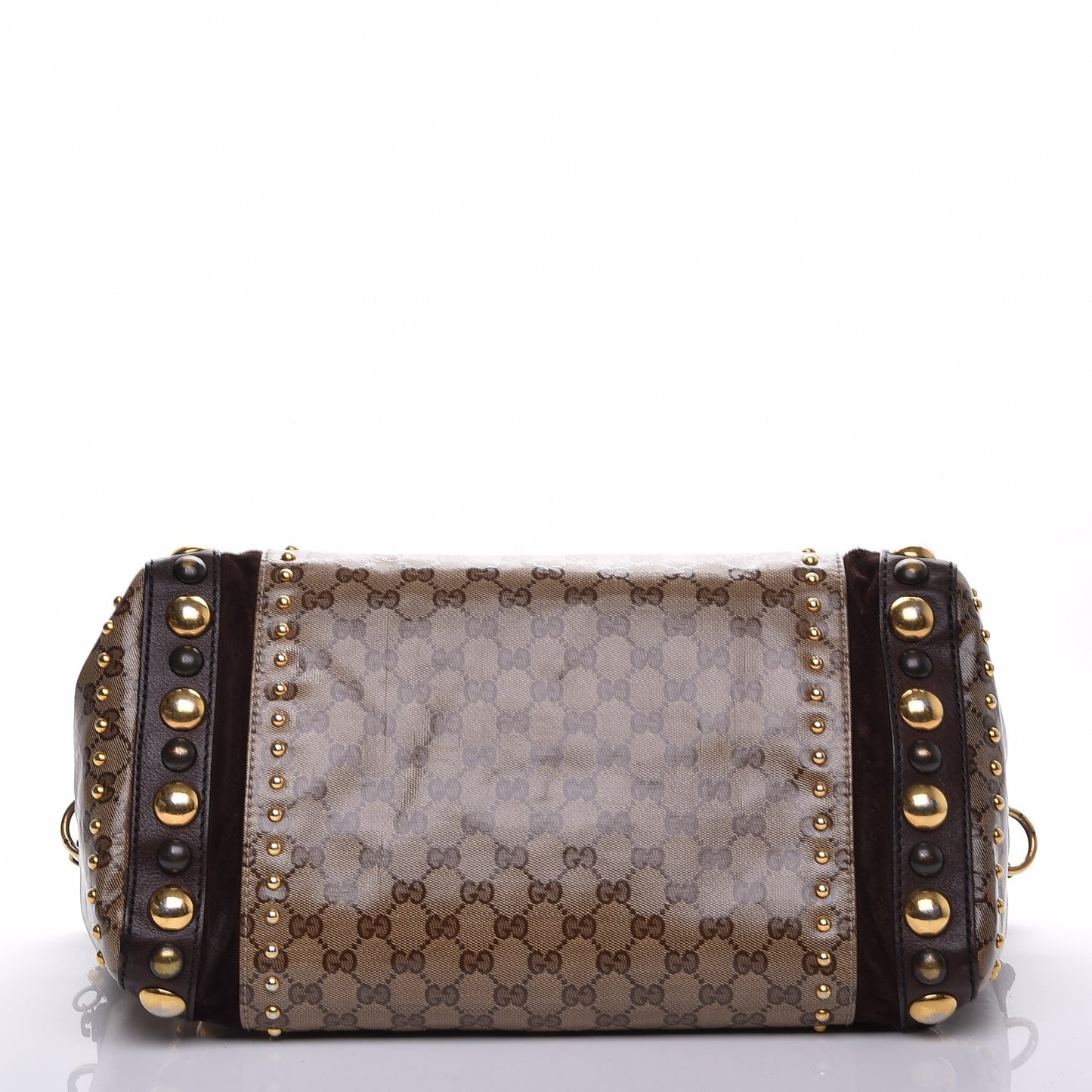 Crystal Monogram Studded Large Babouska Boston Dark Brown