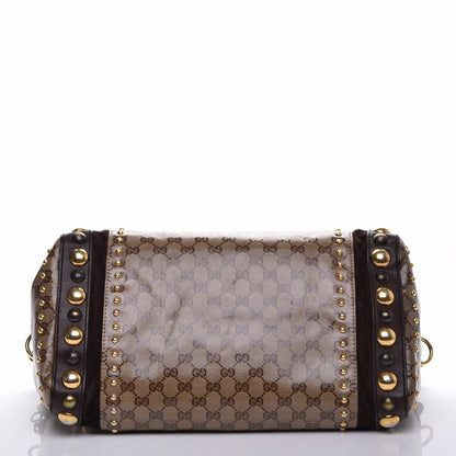 Gucci Crystal Monogram Studded Large Babouska Boston Dark Brown 4 of 7