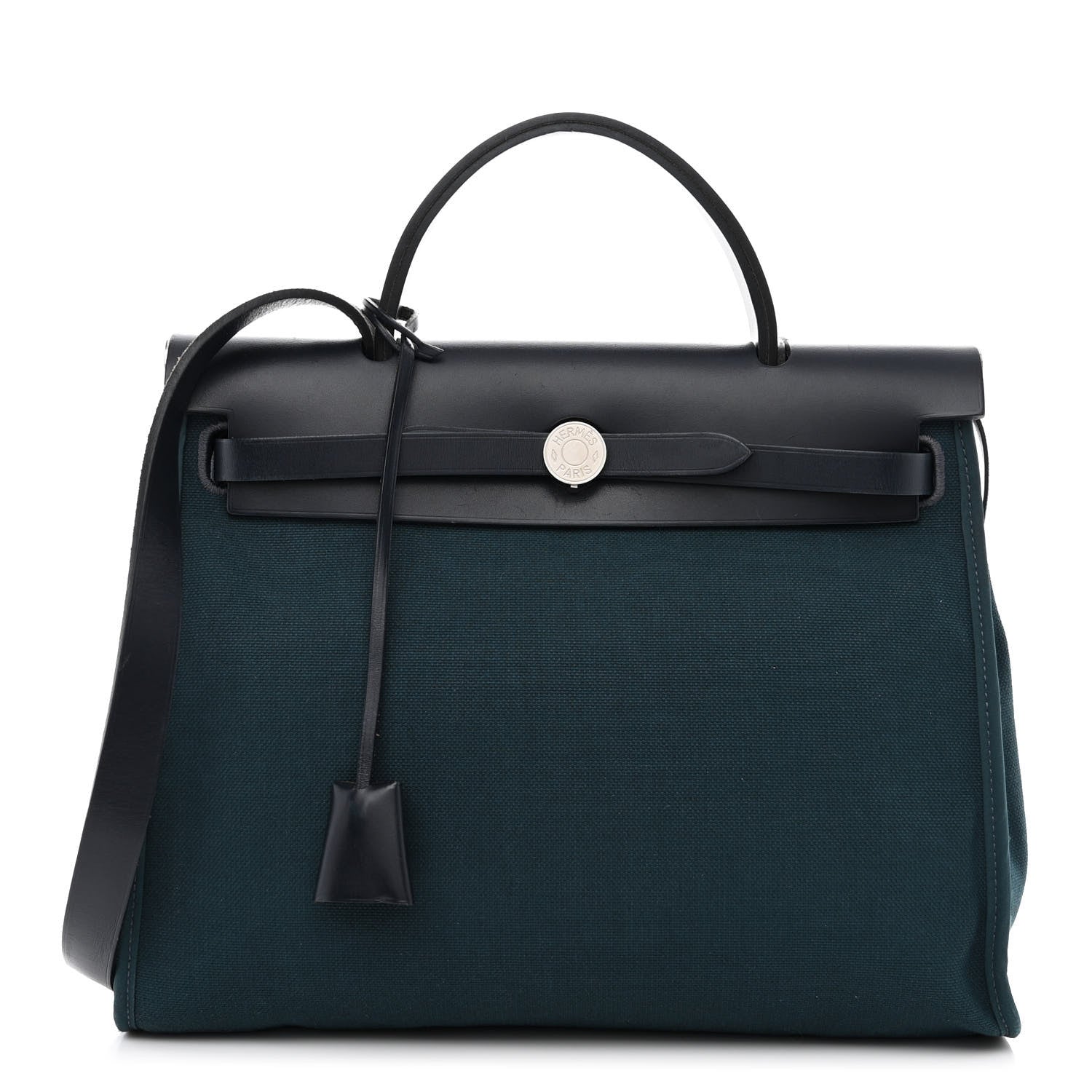 Hermes Military Toile Vache Hunter Herbag Zip 31 PM Bleu Ocean Bleu Indigo 3 of 13