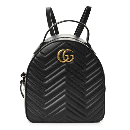 Gucci Calfskin Matelasse GG Marmont Dome Backpack Black 1 of 9