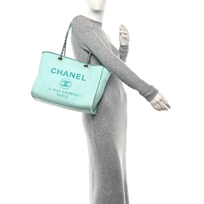 Chanel Woven Straw Raffia Small Deauville Tote Turquoise 2 of 13