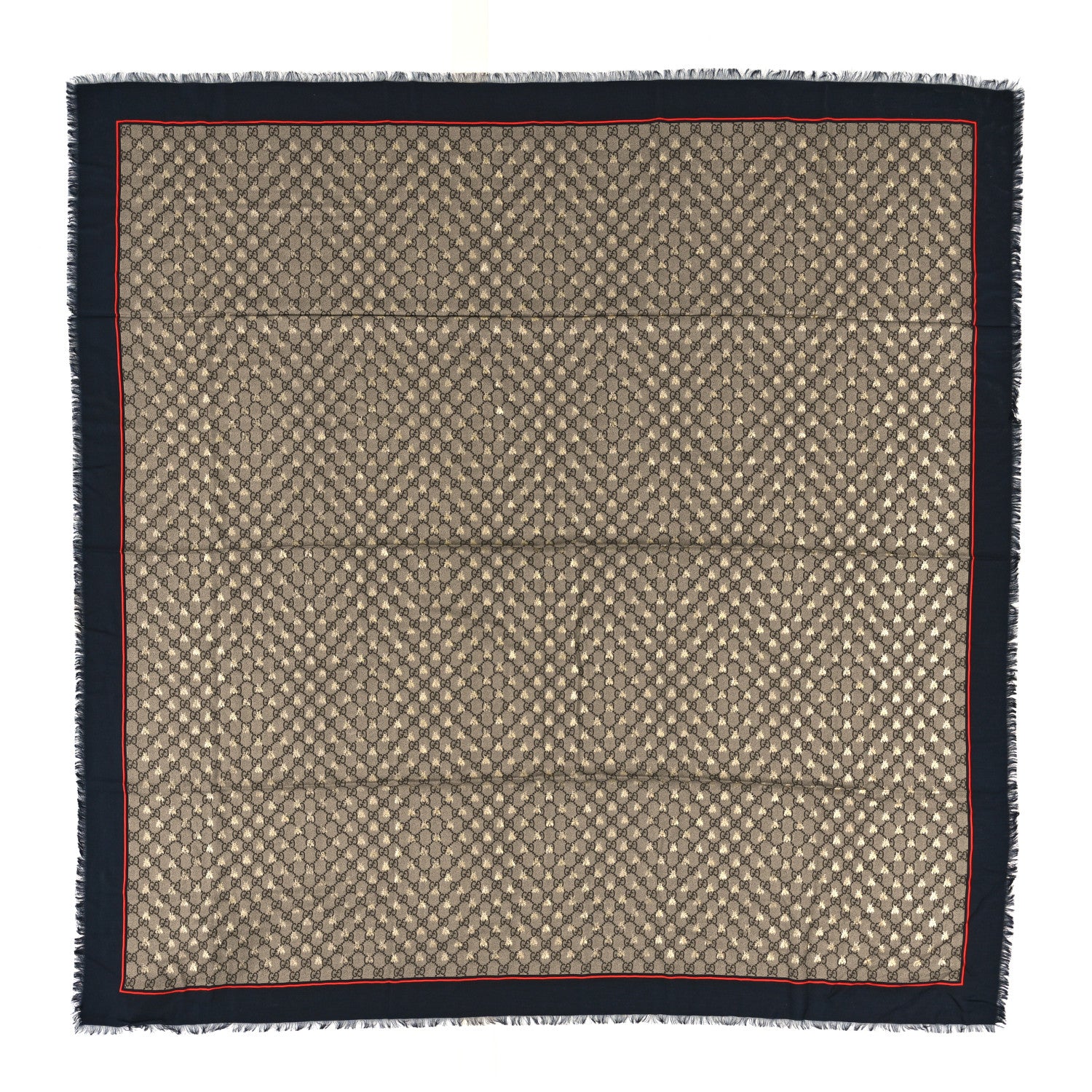 Gucci Modal Silk GG Monogram Big Bee GG Shawl Black Red 1 of 3