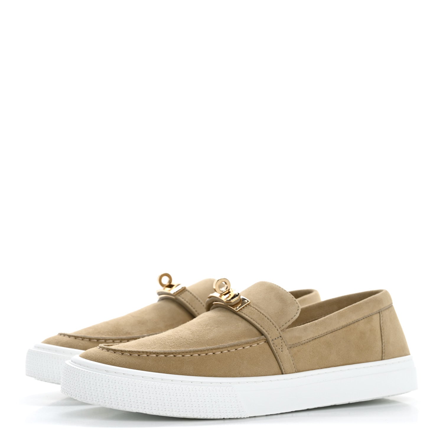 Hermes Suede Goatskin Game Slip On Sneakers 38 Beige Lin 4 of 10