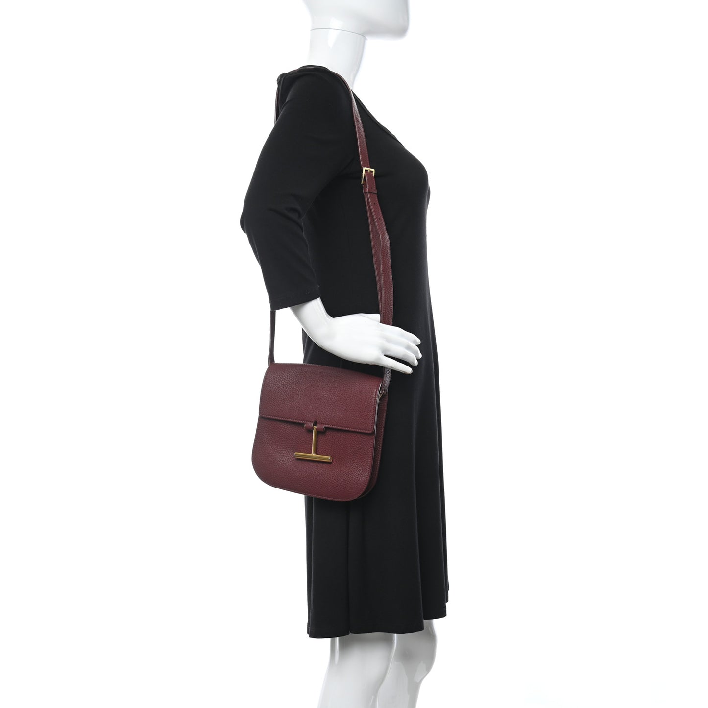 Calfskin Small T Clasp Tara Crossbody Bag Cabernet