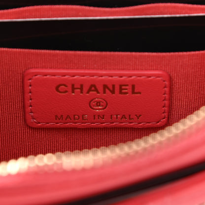 Chanel Lambskin Quilted Camellia Pouch With Handle Red 7 of 11
