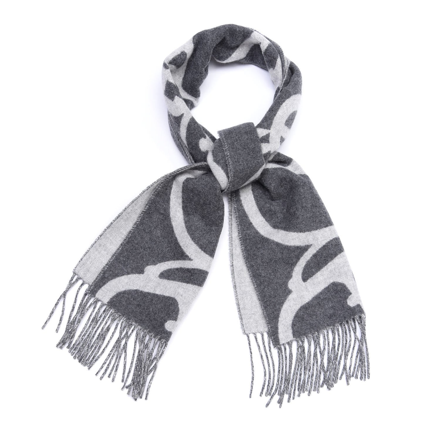 Cashmere Boucles et Camails Muffler Anthracite Gris Clair