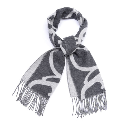 Hermes Cashmere Boucles et Camails Muffler Anthracite Gris Clair 1 of 4