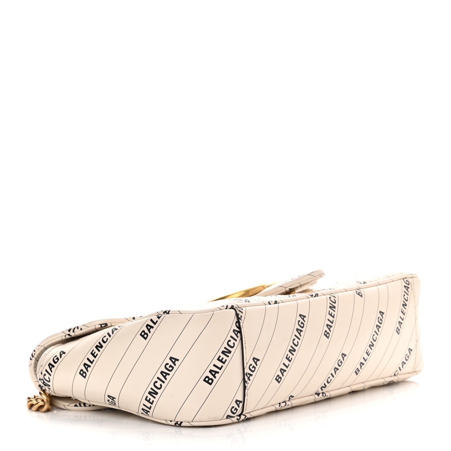 X BALENCIAGA Calfskin Matelasse Logo Print Small GG Marmont Shoulder Bag White
