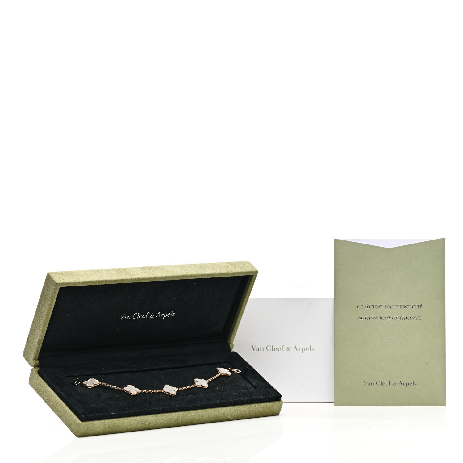 Van Cleef & Arpels 18K Yellow Gold Mother of Pearl 5 Motifs Vintage Alhambra Bracelet 6 of 6