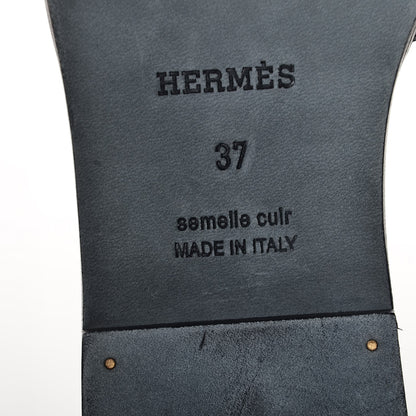 Hermes Lizard Oran Sandals 37 Black 6 of 10