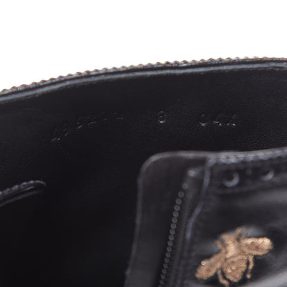 Gucci Calfskin Bee Star Embroidered Mens Queercore Brogue Wingtip Boots 7.5 Black 8 of 10