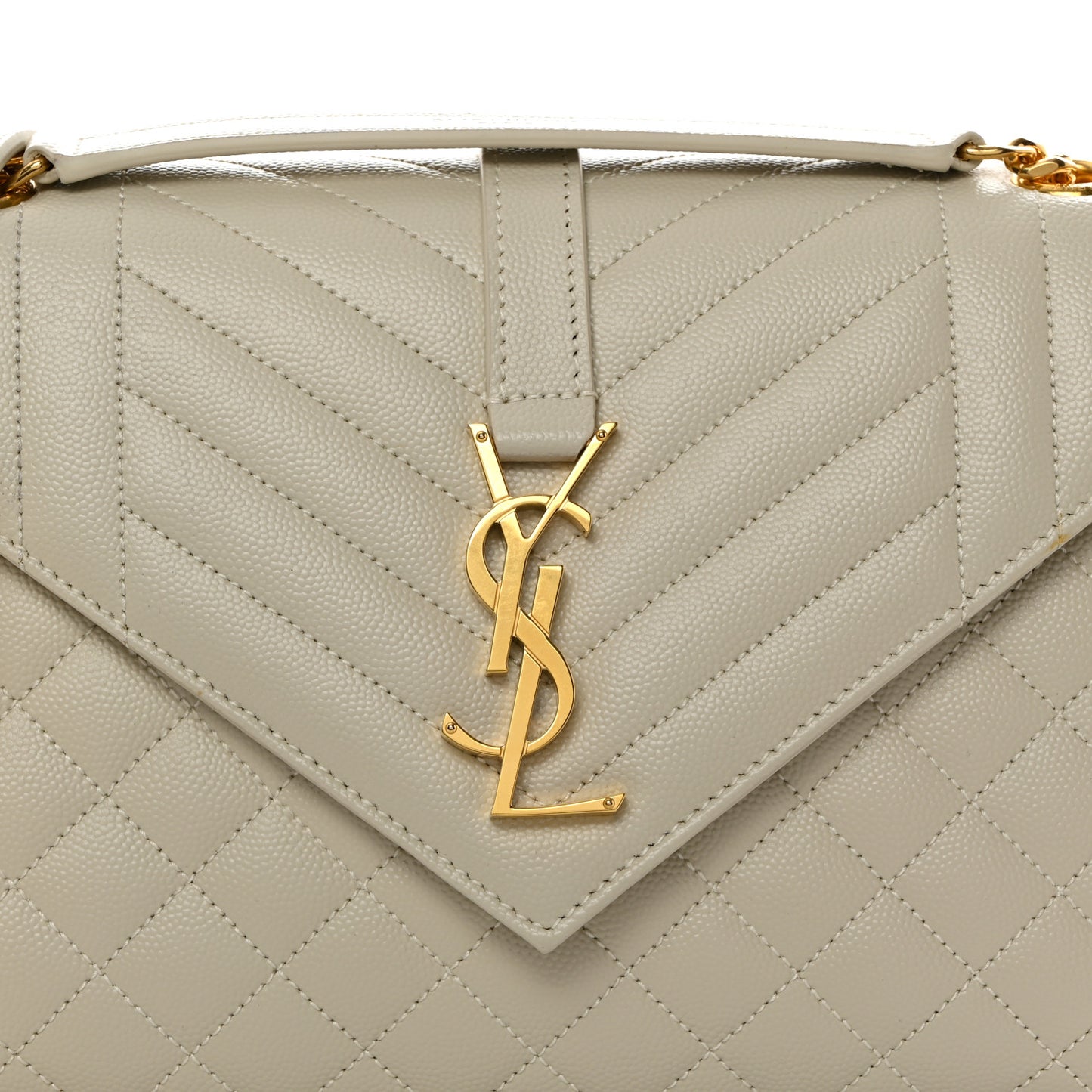 Grain De Poudre Textured Mixed Matelasse Triquilt Medium Monogram Satchel Crema Soft