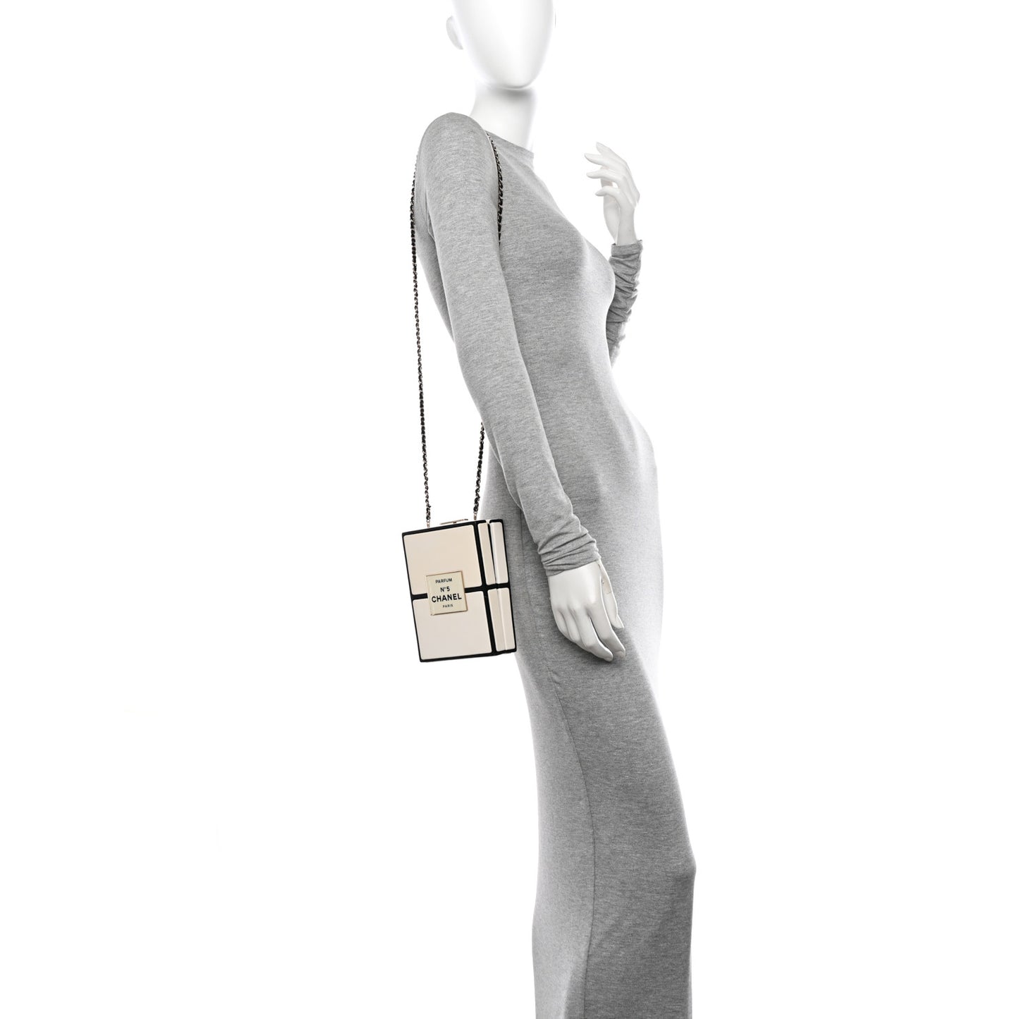 Lambskin No. 5 Perfume Box Evening Clutch White Black