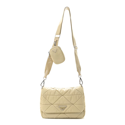 Prada Re-Nylon Quilted Padded Flap Shoulder Bag Deserto 1 of 10