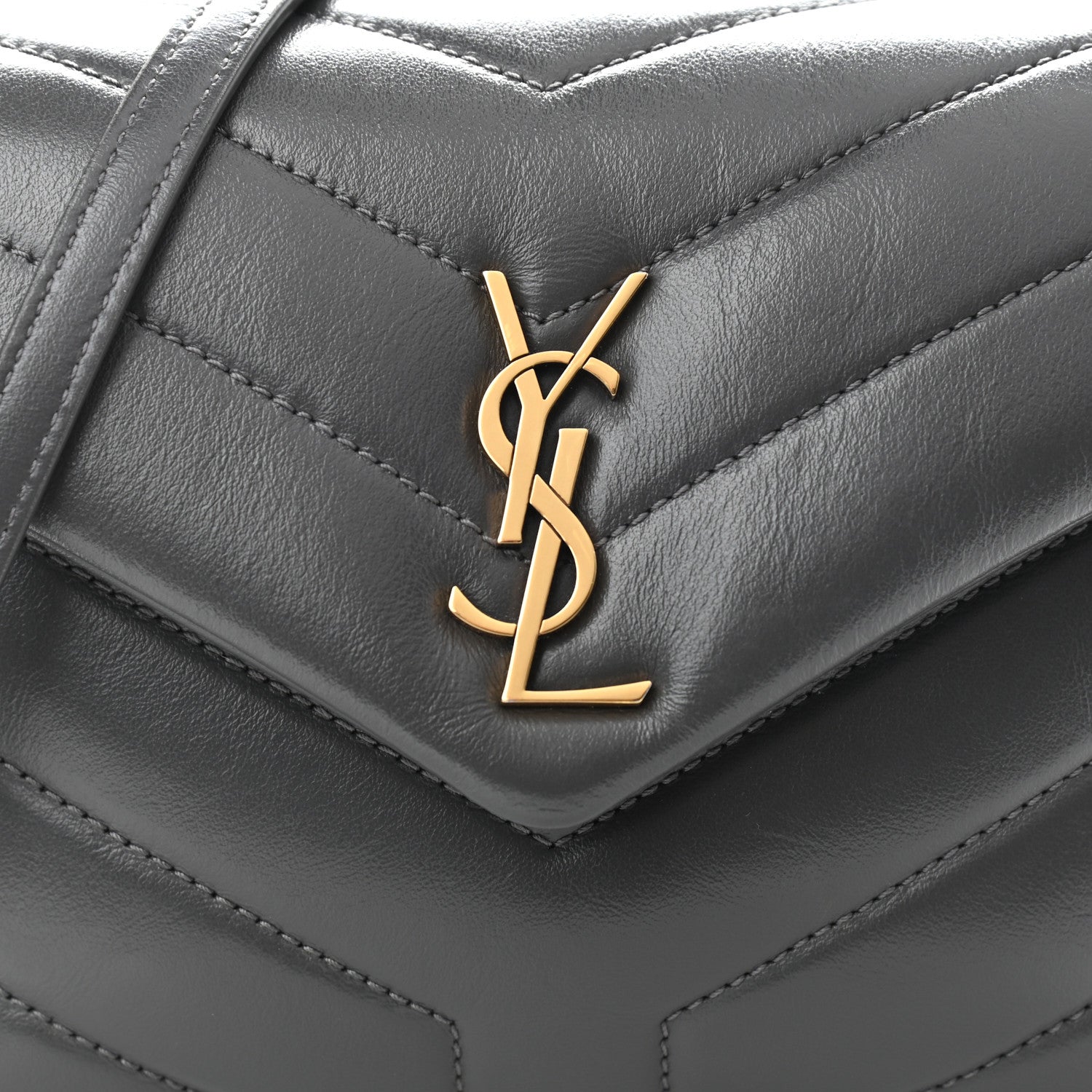 Saint Laurent Calfskin Y Quilted Monogram Toy Loulou Crossbody Bag Storm 8 of 11