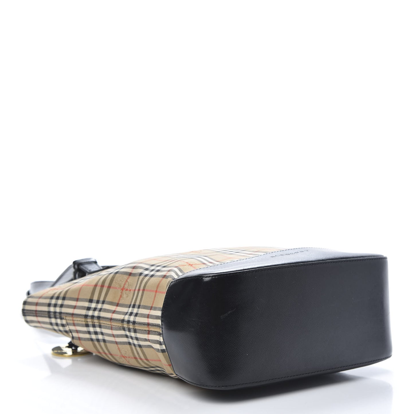 Grainy Calfskin Haymarket Check Tote Black