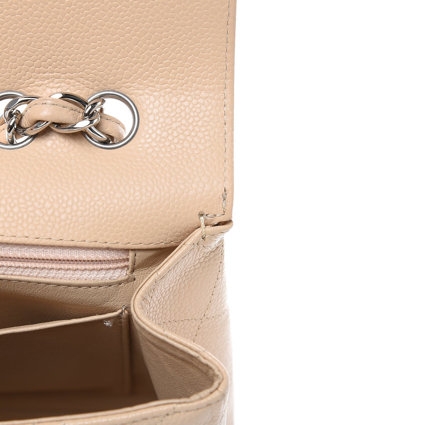 Caviar Quilted Jumbo Single Flap Beige Clair