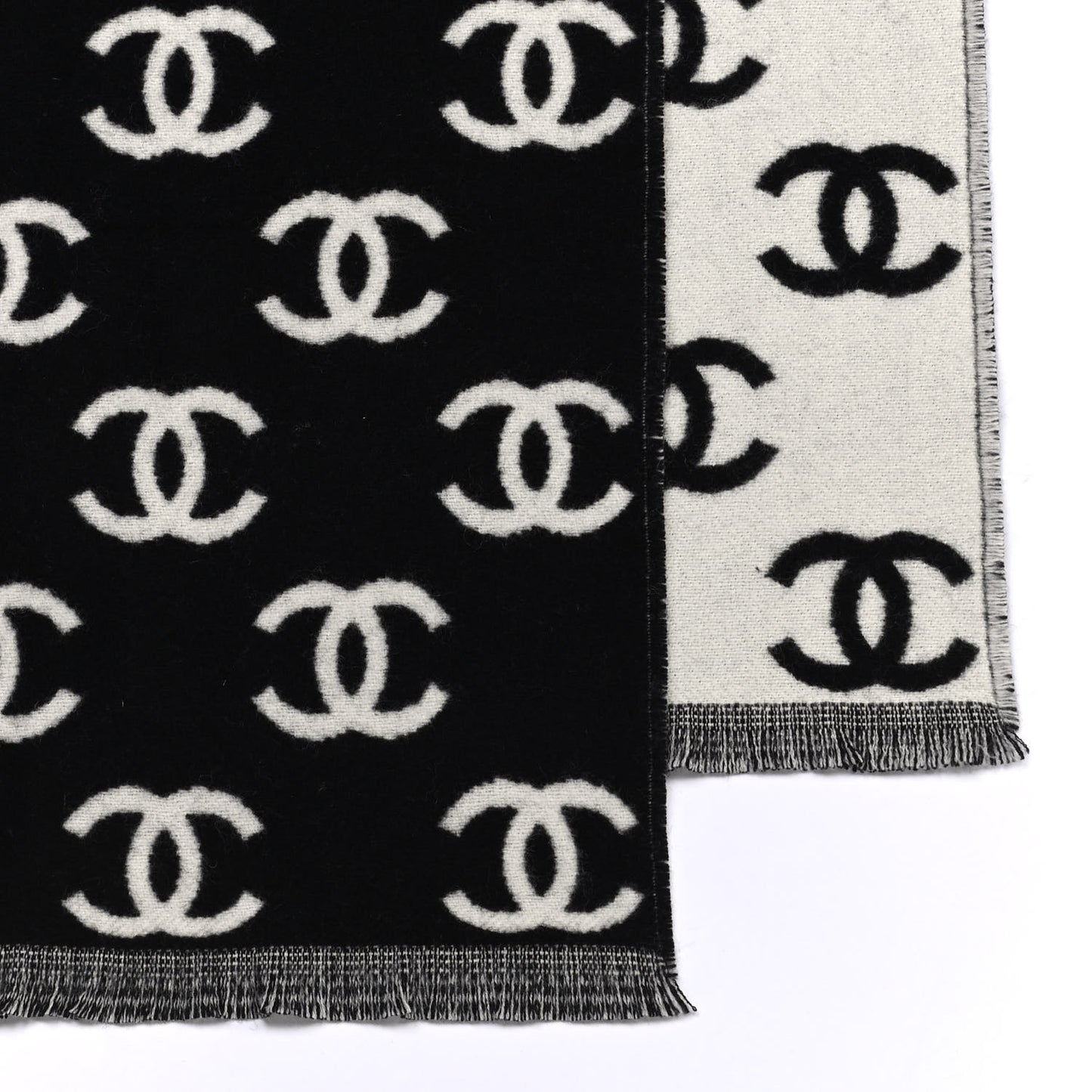 Wool Cashmere CC Scarf Black White