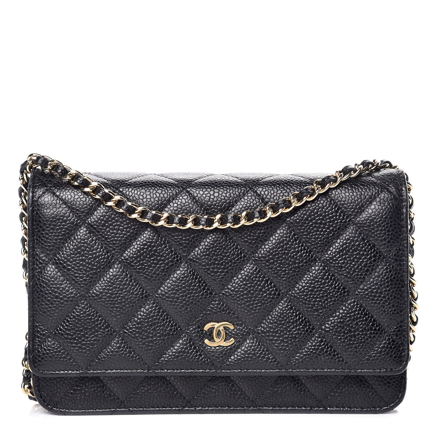 Caviar Quilted Wallet On Chain WOC Black