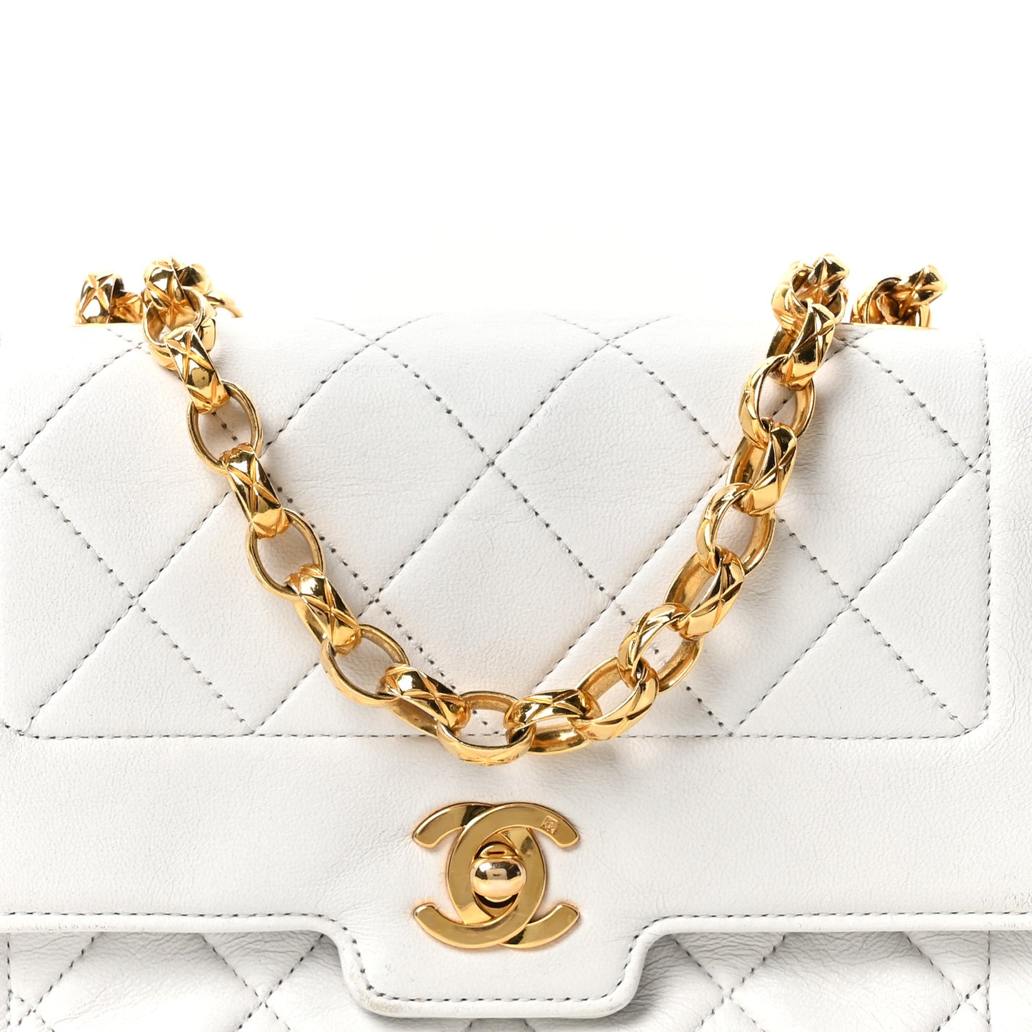Lambskin Quilted Mini Flap Bag White