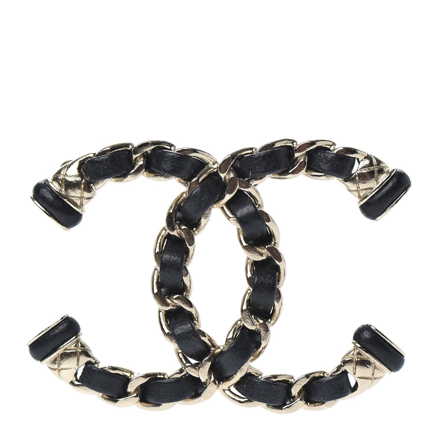 Chanel Lambskin Chain CC Brooch Black Gold 1 of 5