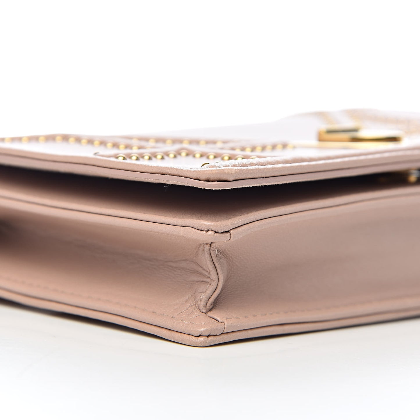 Calfskin Studded Diorama Wallet on Chain Pouch Nude