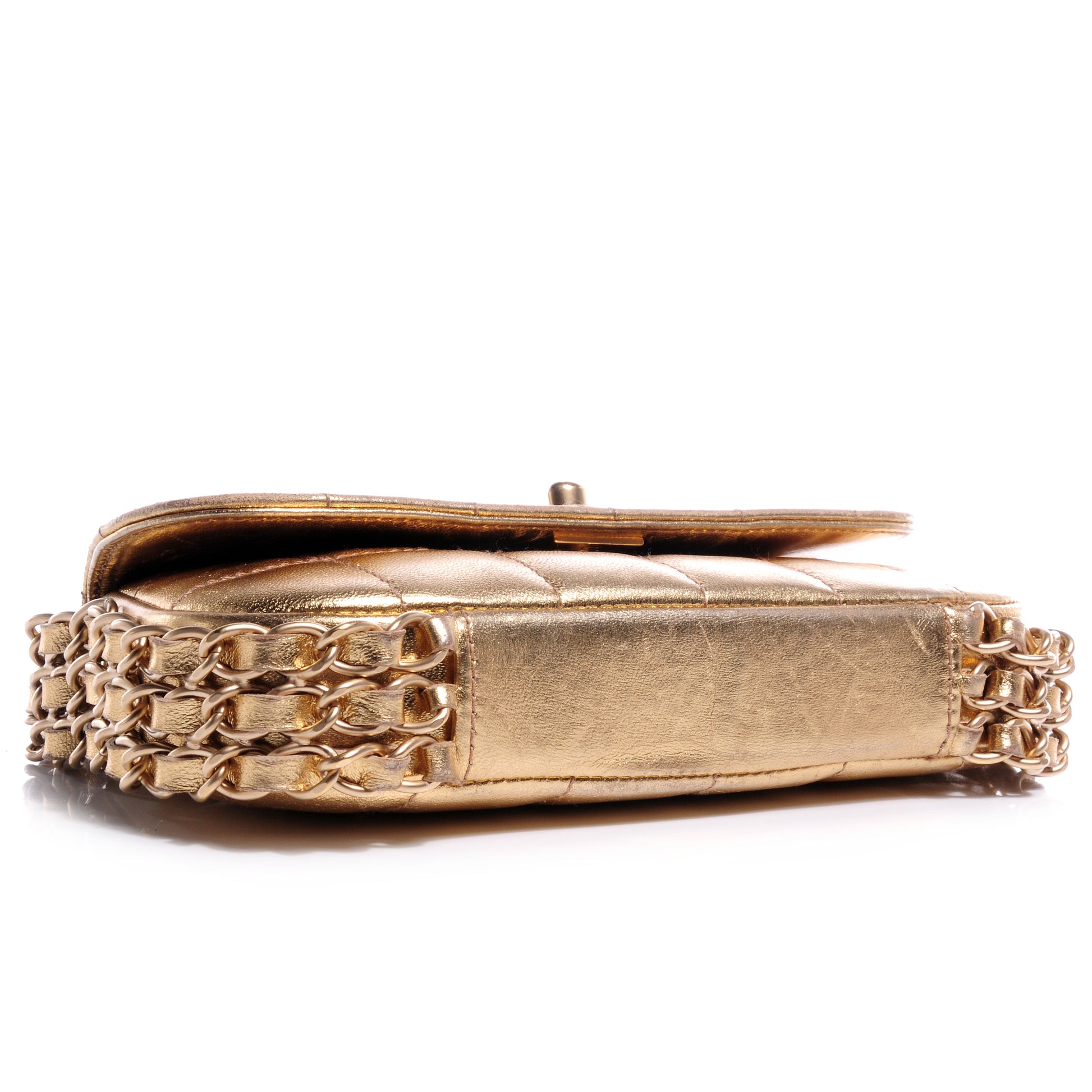 Chanel Lambskin Quilted Chocolate Bar 3 Chain Flap Gold 4 of 7