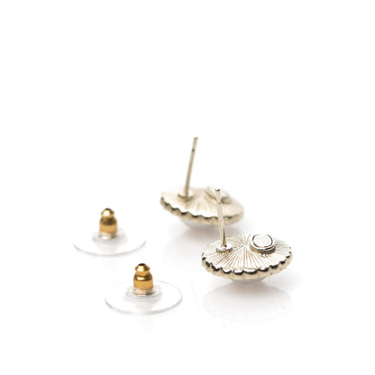 Chanel Metal Pearl Crystal CC Round Earrings Light Gold 3 of 5