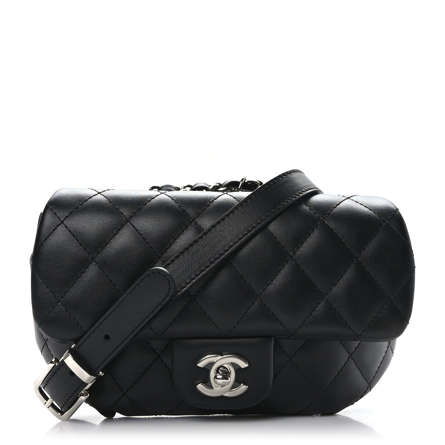 Chanel Calfskin Quilted CC Uniform Flap Belt Bag Black 1 of 9