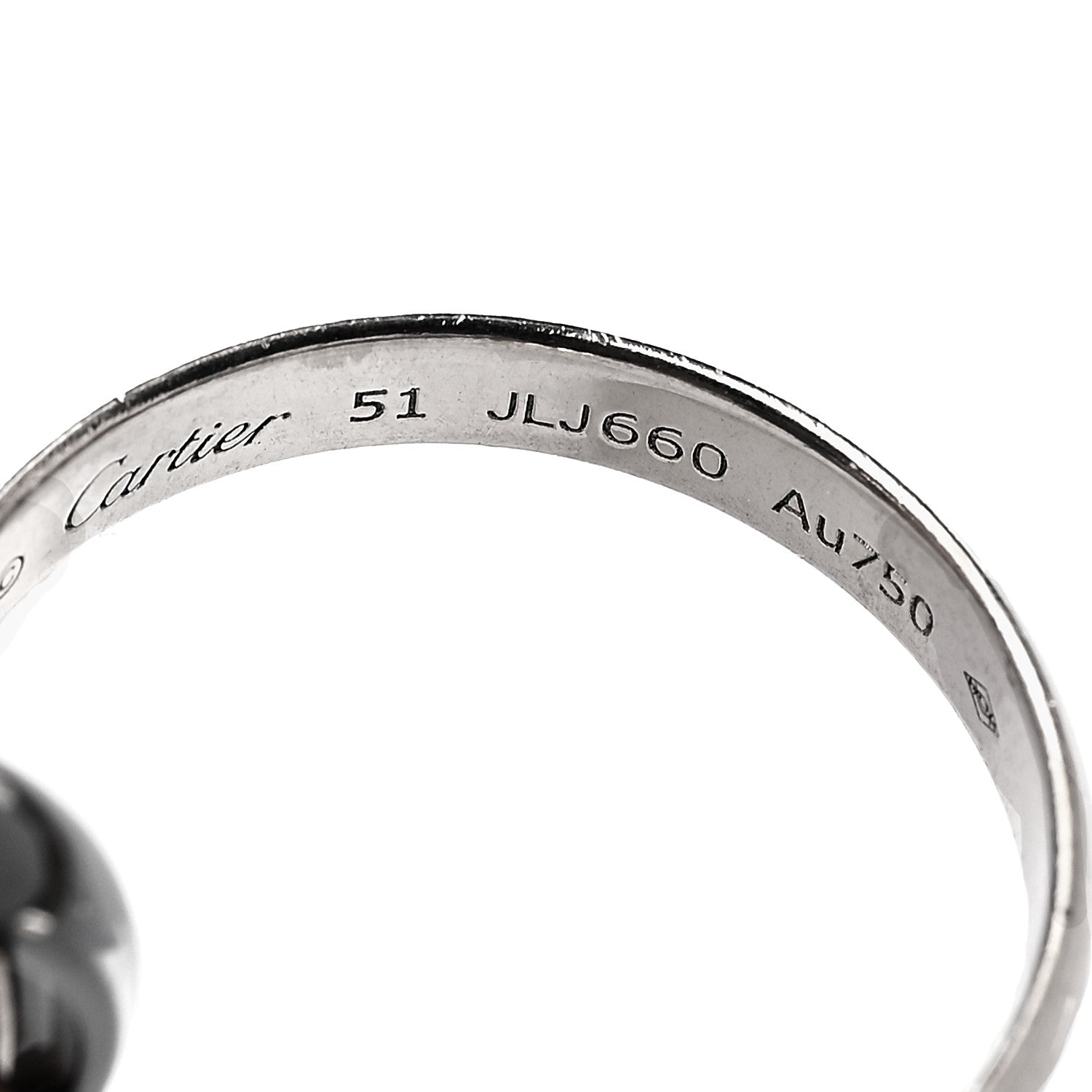 Cartier 18K White Gold Black Ceramic Trinity Ring 51 5.75 4 of 5