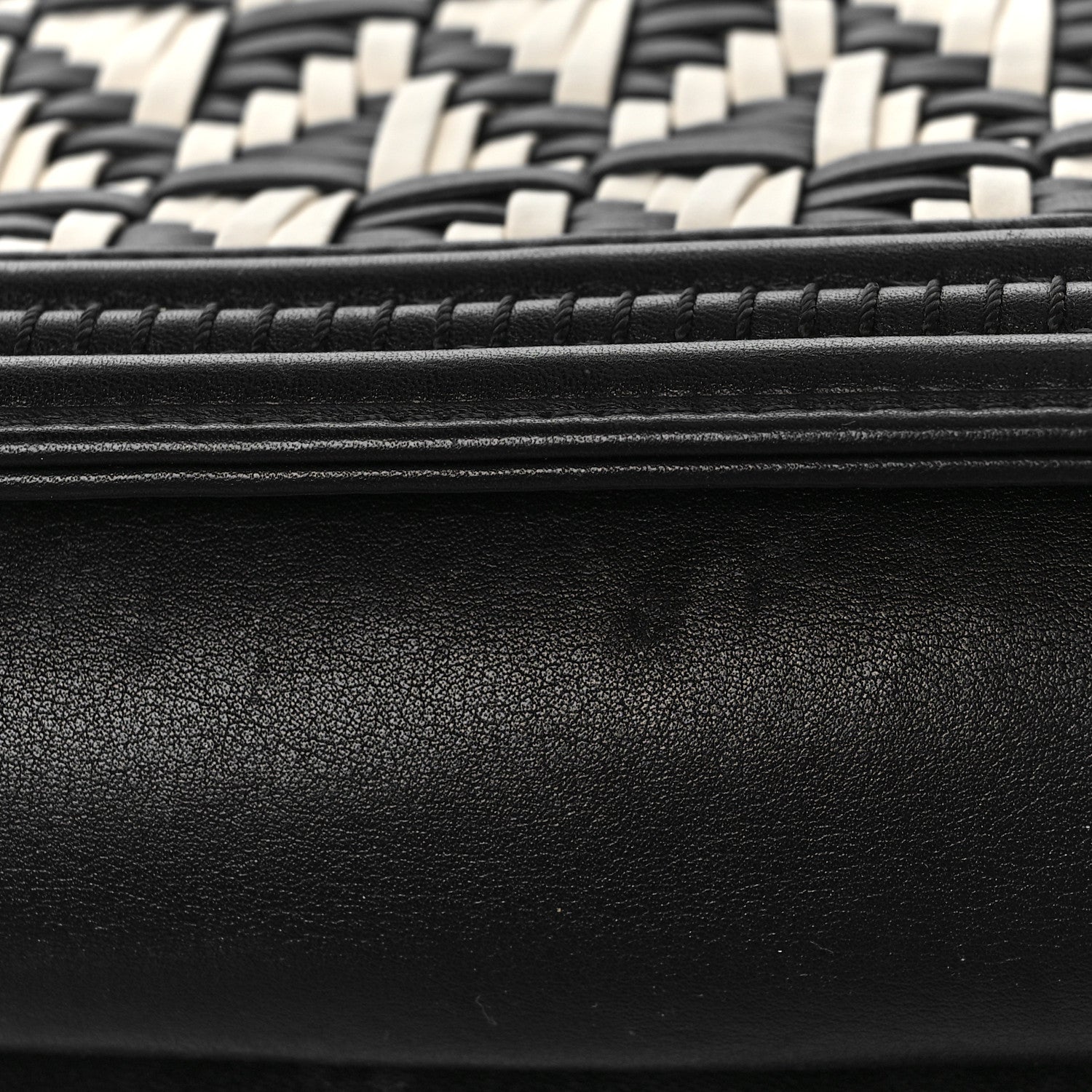 Chanel Calfskin Woven Small Boy Flap Black White 16 of 17