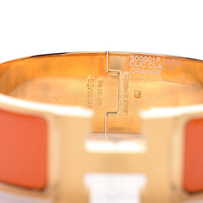 Hermes Enamel Wide Clic Clac H Bracelet GM Orange 4 of 6